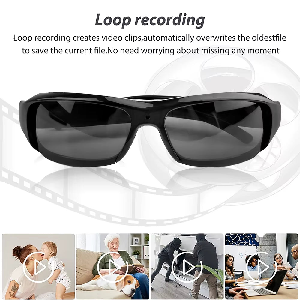 Capture Every Moment with the Portable 1080P HD Mini Glasses Camera - Stylish Wearable Sunglasses for Outdoor Adventures and Surveillance