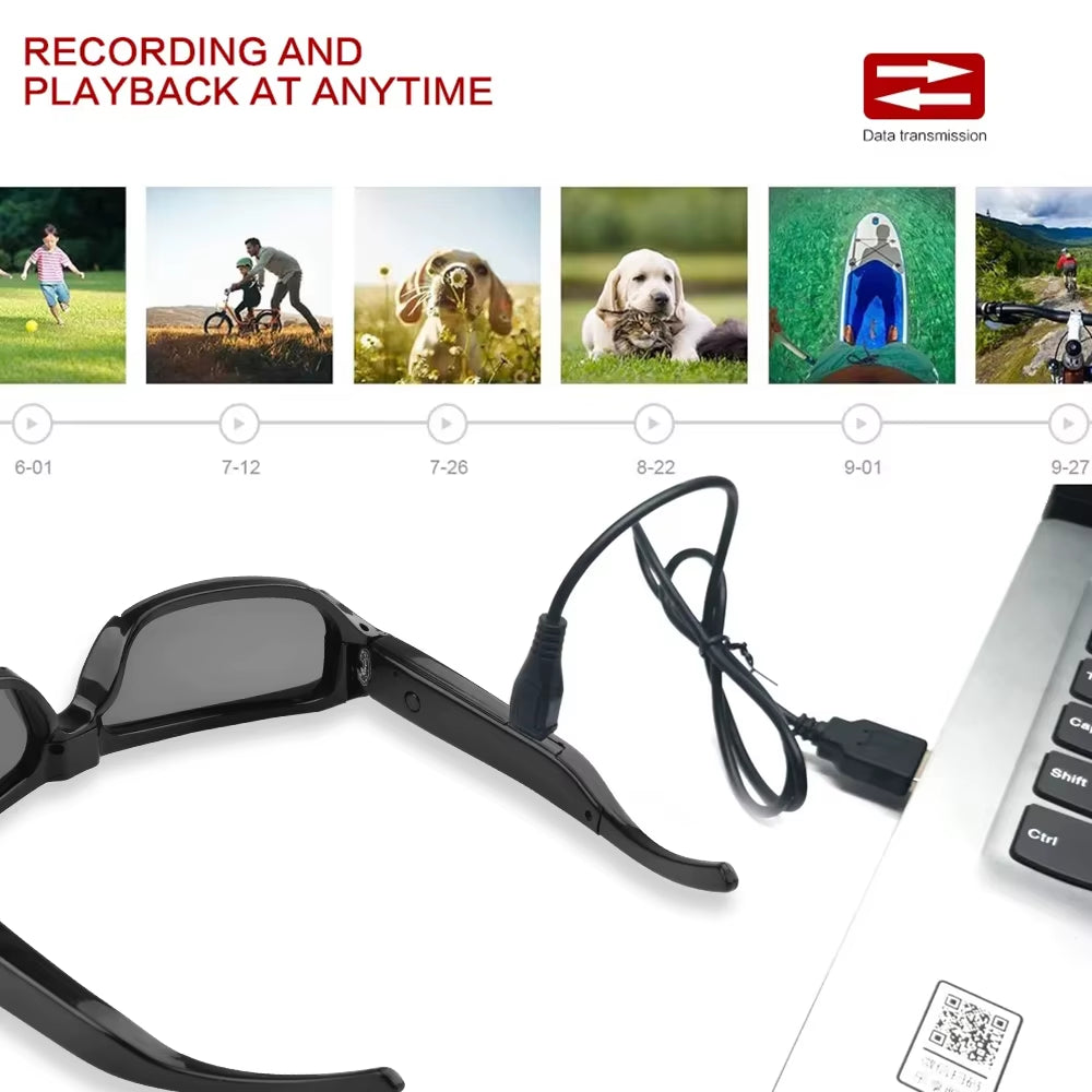 Capture Every Moment with the Portable 1080P HD Mini Glasses Camera - Stylish Wearable Sunglasses for Outdoor Adventures and Surveillance